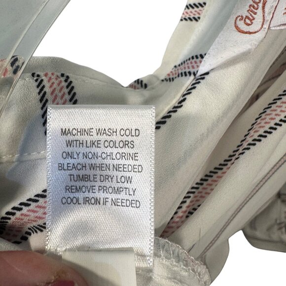 Candies Womens Size X Small  Striped Button-Down Blouse Roll Tab Sleeves - Picture 5 of 8